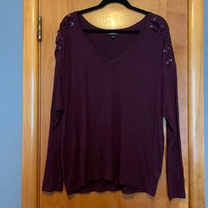 Plum Lace Up Top